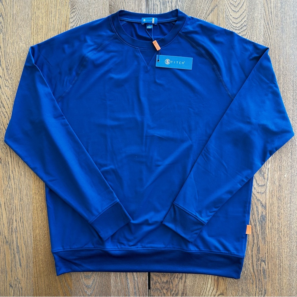 NWT Stitch Golf Crew Neck Sweater Pullover Casual Royal Blue Size Large Men's - Picture 2 of 9